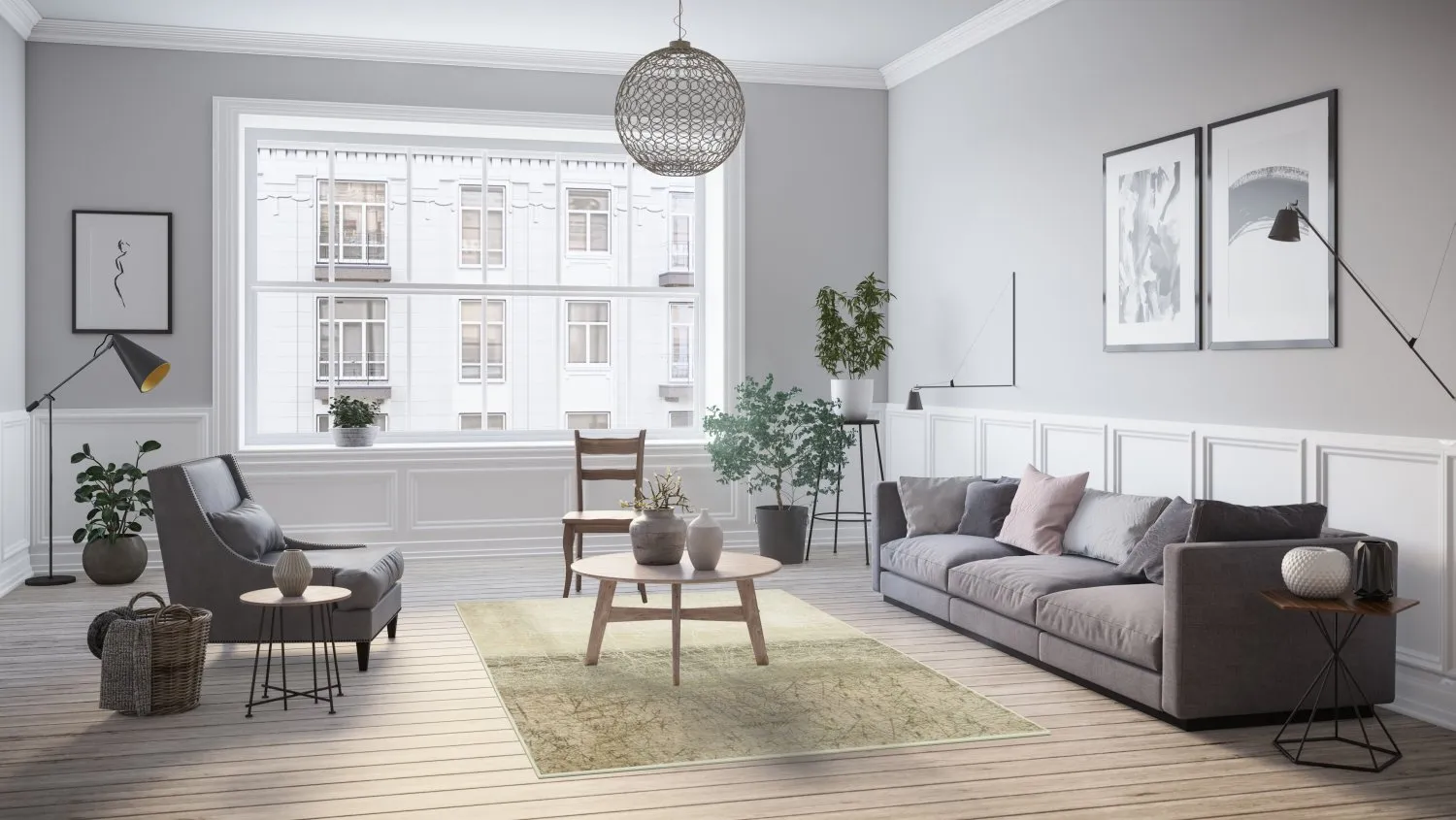 Wilton-matto - Jervis (harmaa/beige)