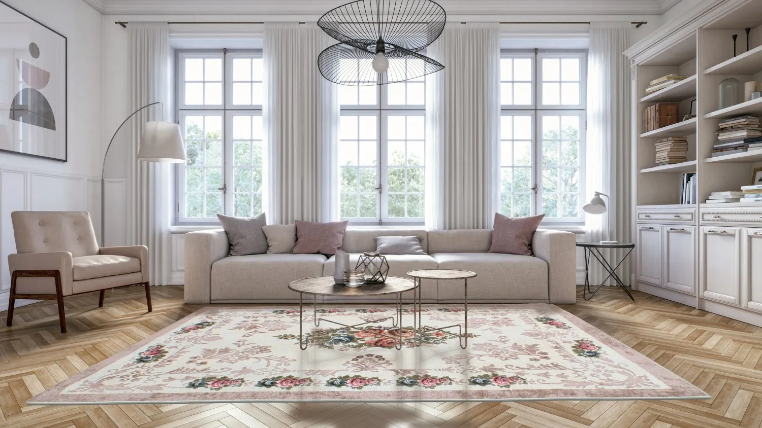 Wilton-matto - Delpha (beige/multi)