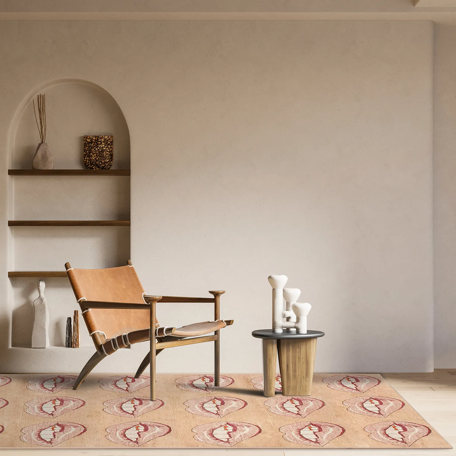 Wilton-matto - Avery (beige/vaaleanpunainen)