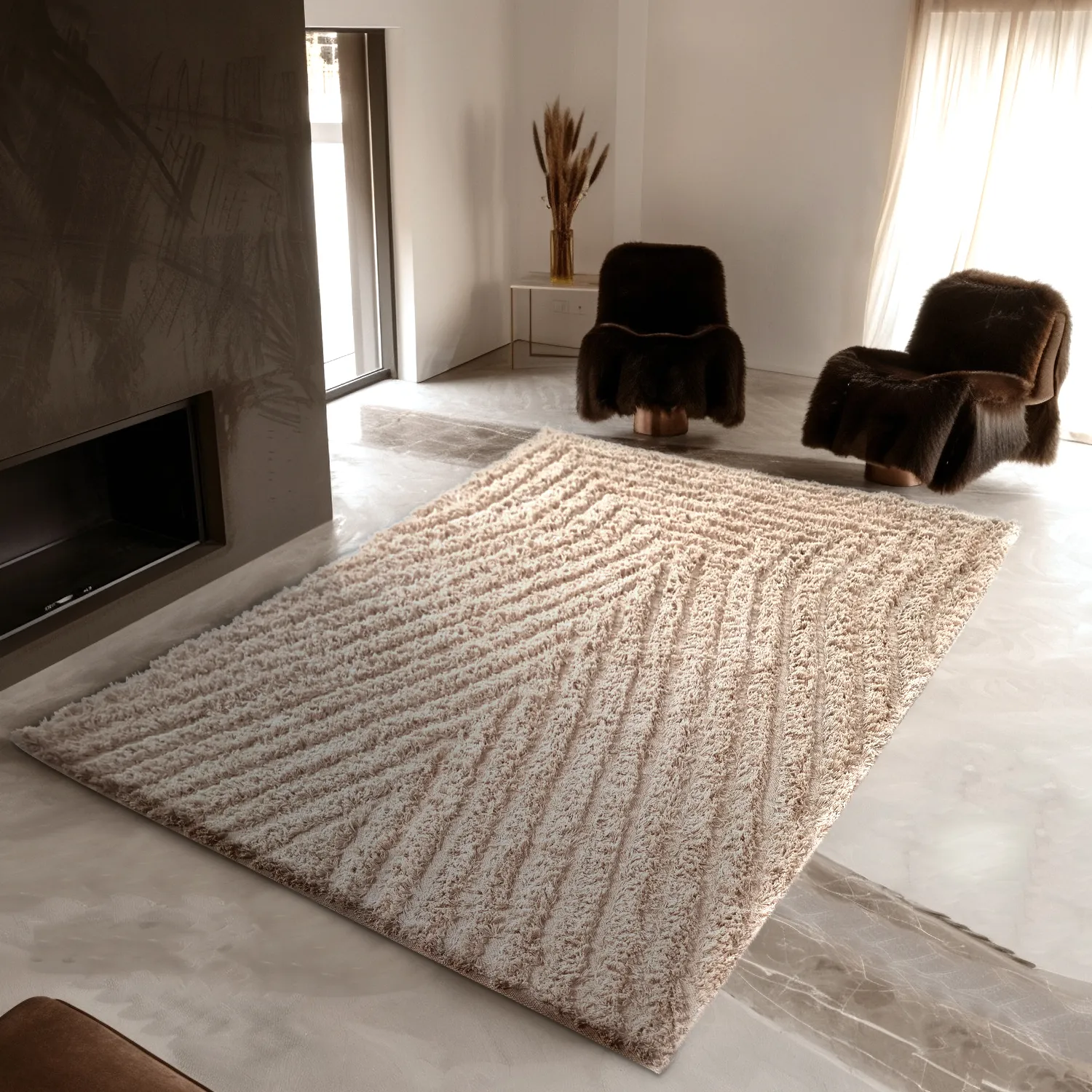 Ryijymatot - Indra Natural Cotton Shaggy (beige)