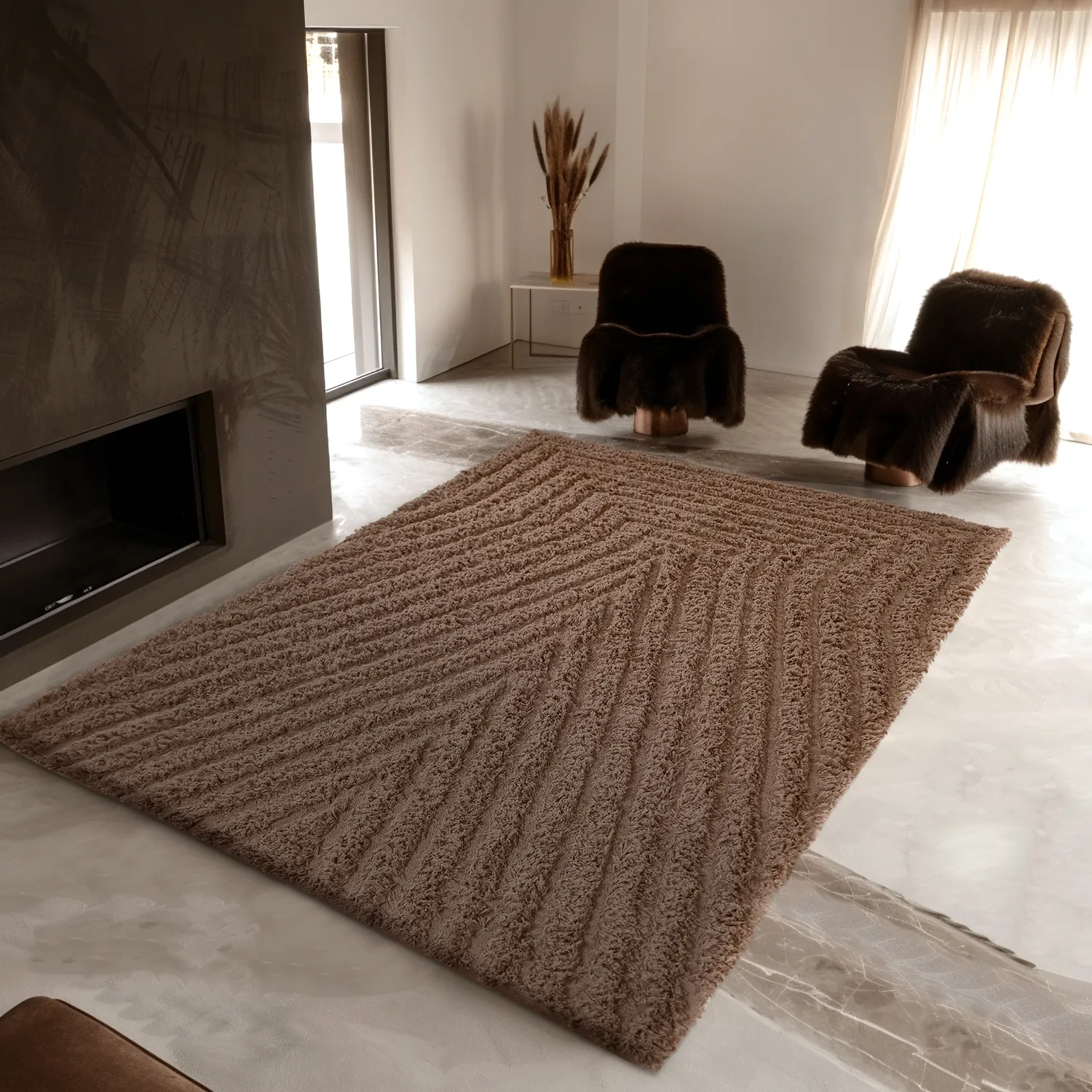 Ryijymatot - Kendra Natural Cotton Shaggy (ruskea)