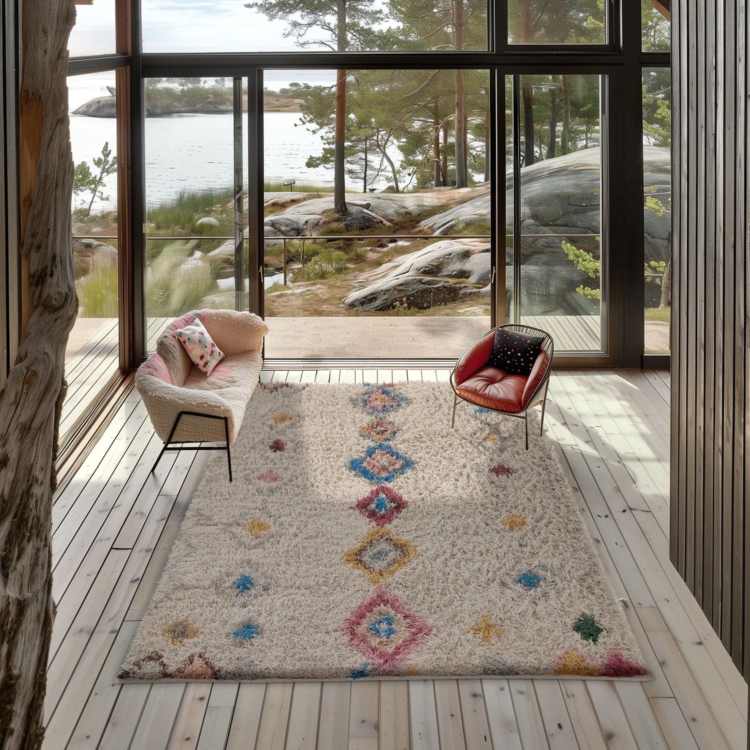 Ryijymatot - Marden Natural Cotton Shaggy (beige/multi)