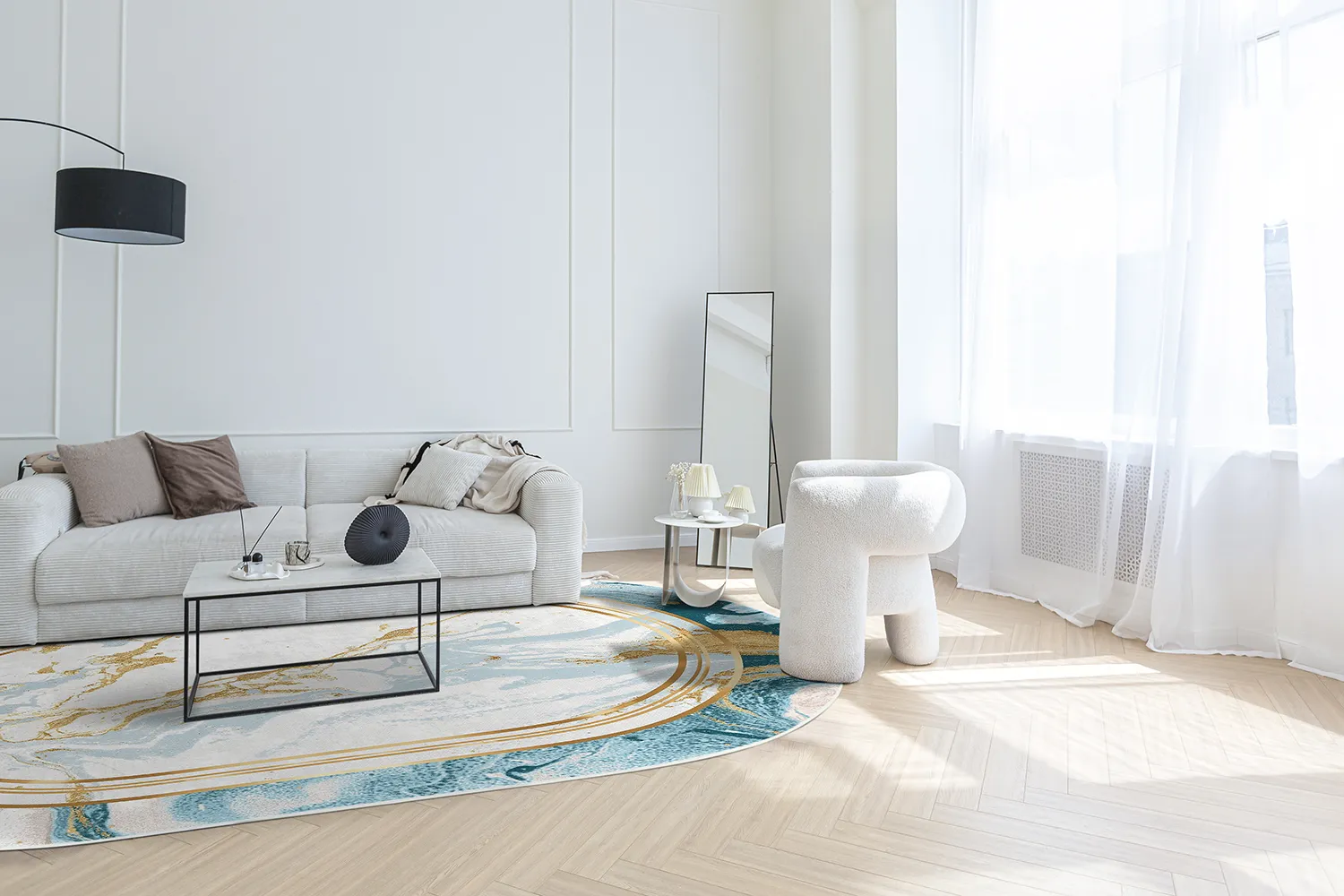Soikea matto - Emery (sininen)