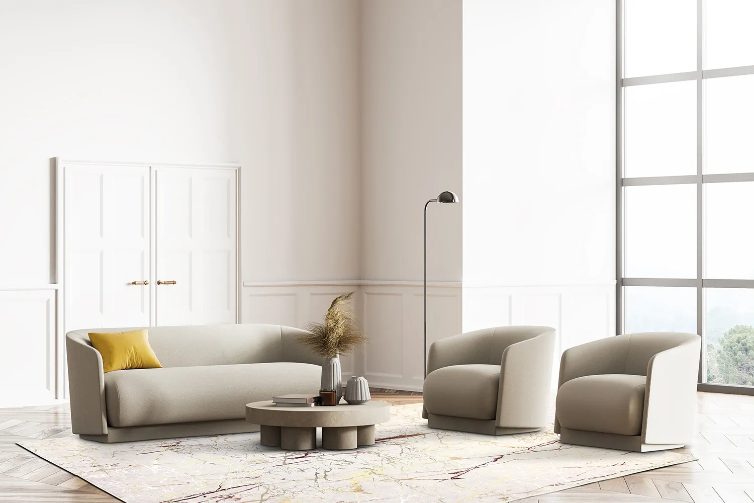 Wilton-matto - Alden (offwhite/kulta)