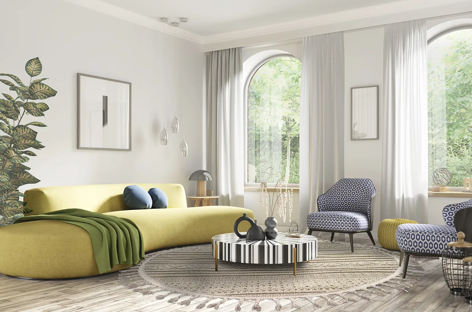 Pyöreä matot - Indoor/Outdoor Athena (beige)