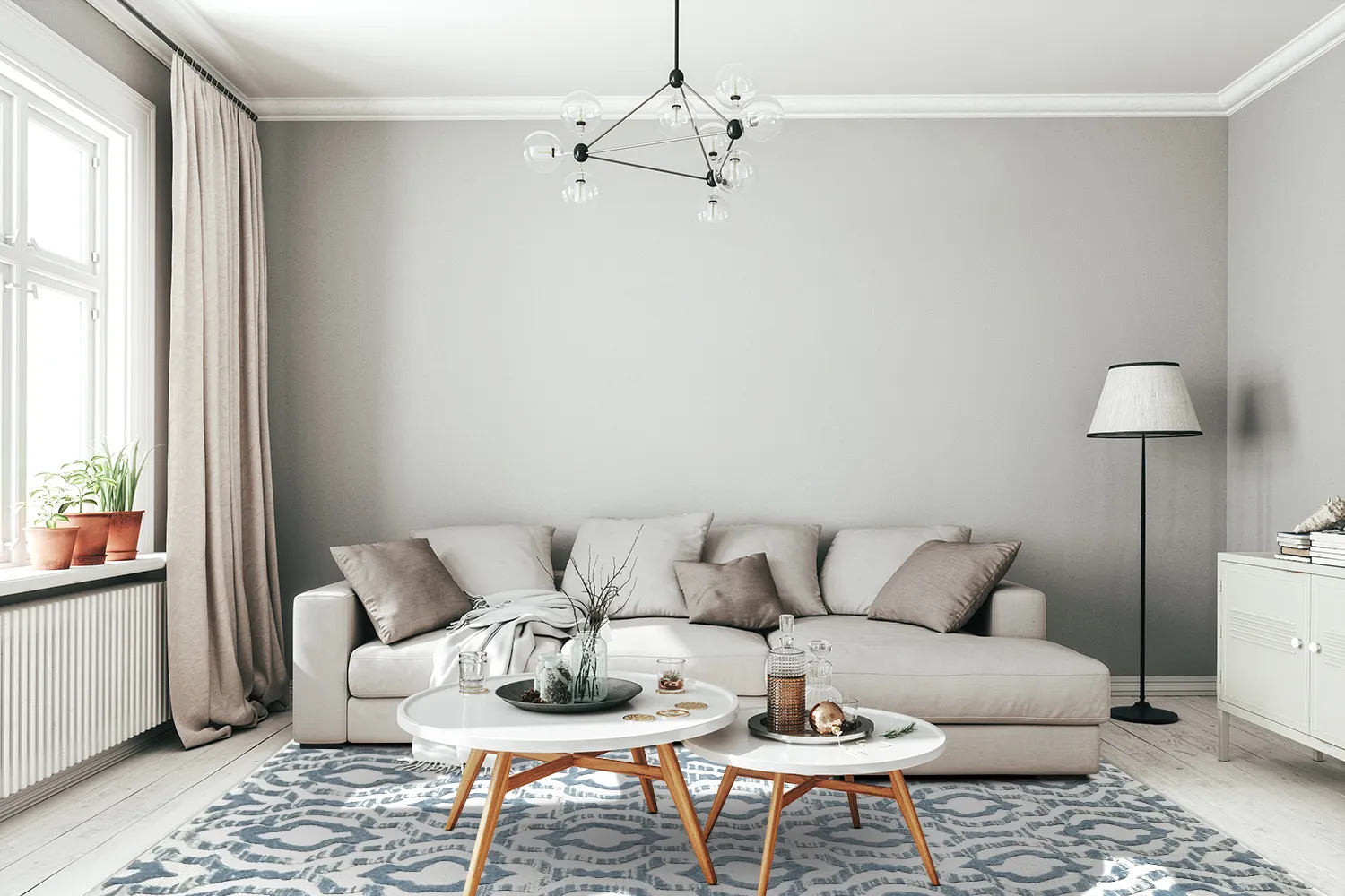 Shaggy Indoor-Outdoor - Trenton (valkoinen/sininen)