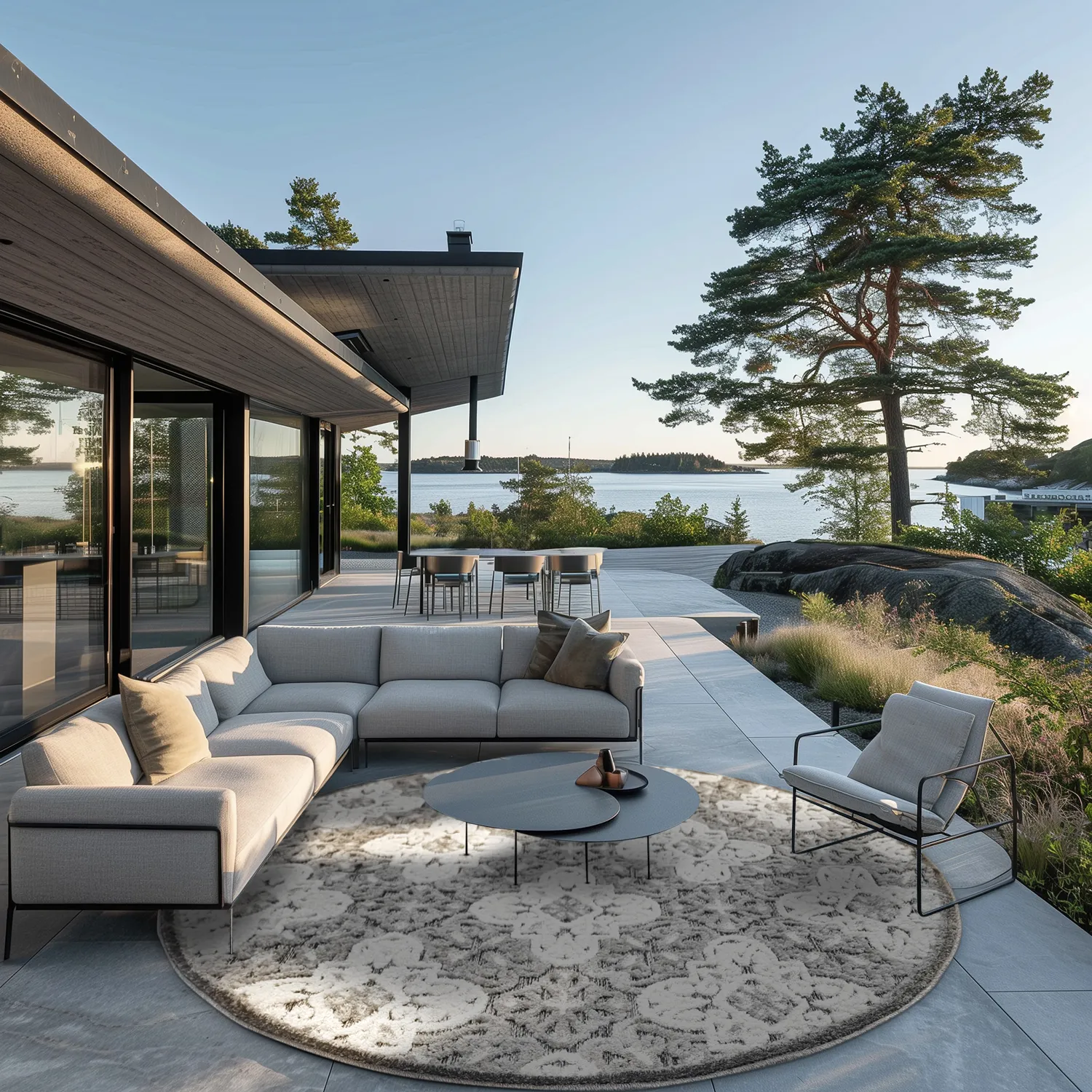 Pyöreä matot - Indoor/Outdoor Hampton (harmaa)