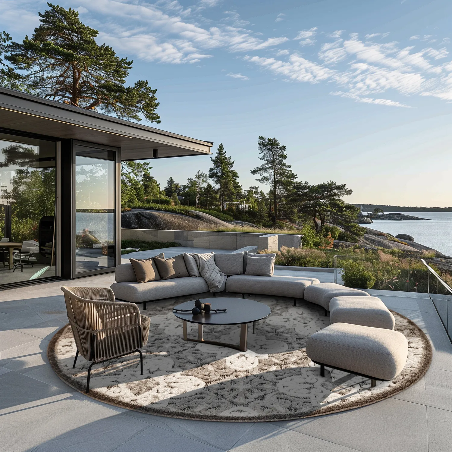Pyöreä matot - Indoor/Outdoor Hampton (harmaa)