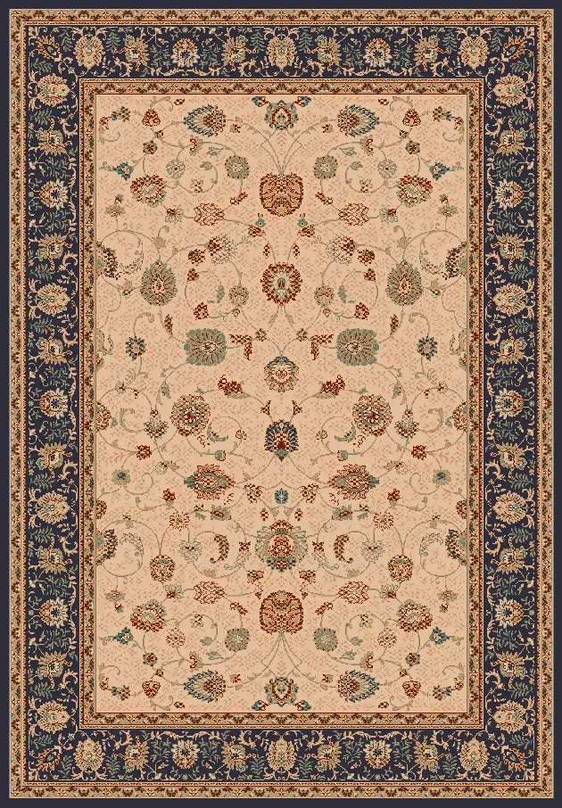 Wilton-matto - Angelica (beige/laivastonsininen)