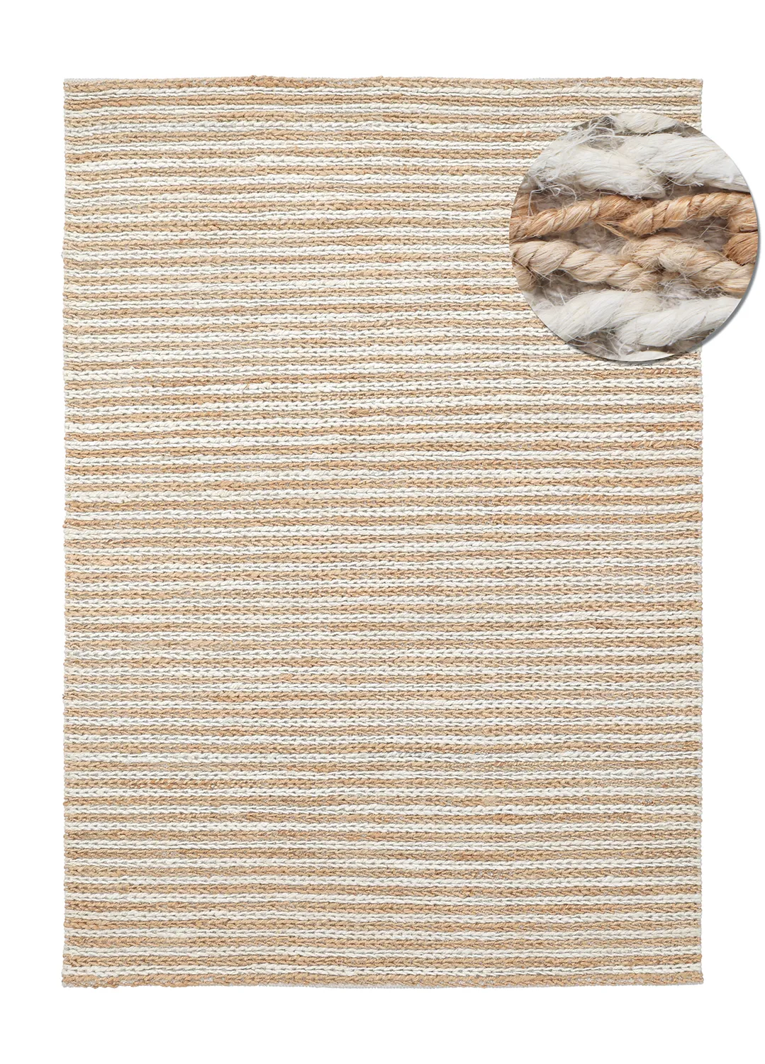 Juutti-matto - Howrah Braided Jute (luonto/valkoinen)