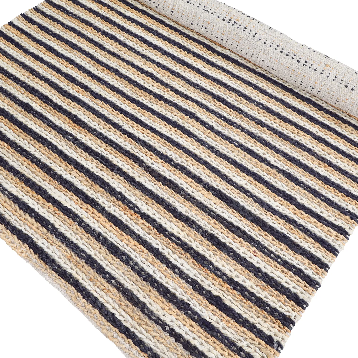 Juutti-matto - Howrah Braided Jute (luonnonvalkoinen/musta)