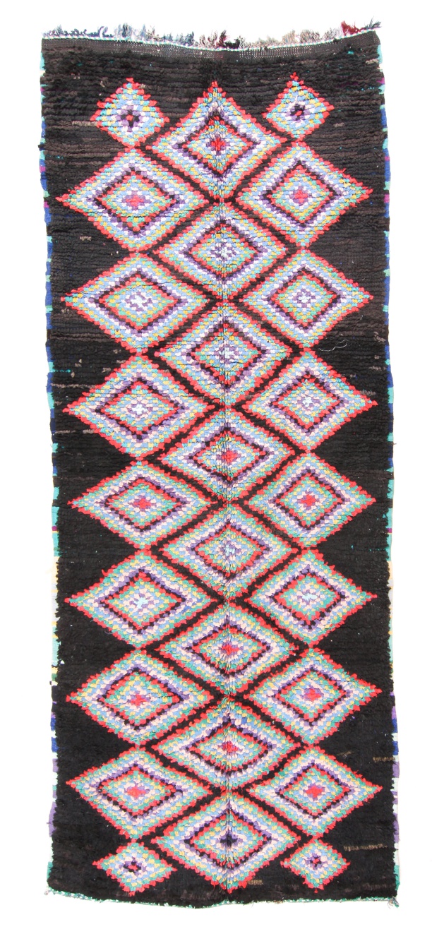 Marokkolainen Kilim matto Boucherouite 350 x 140 cm