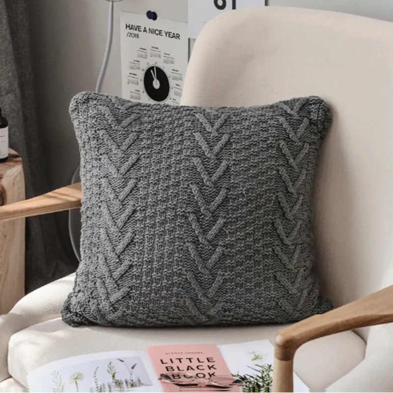 Tyynyliina - Knit Macrame 45 x 45 cm (harmaa)