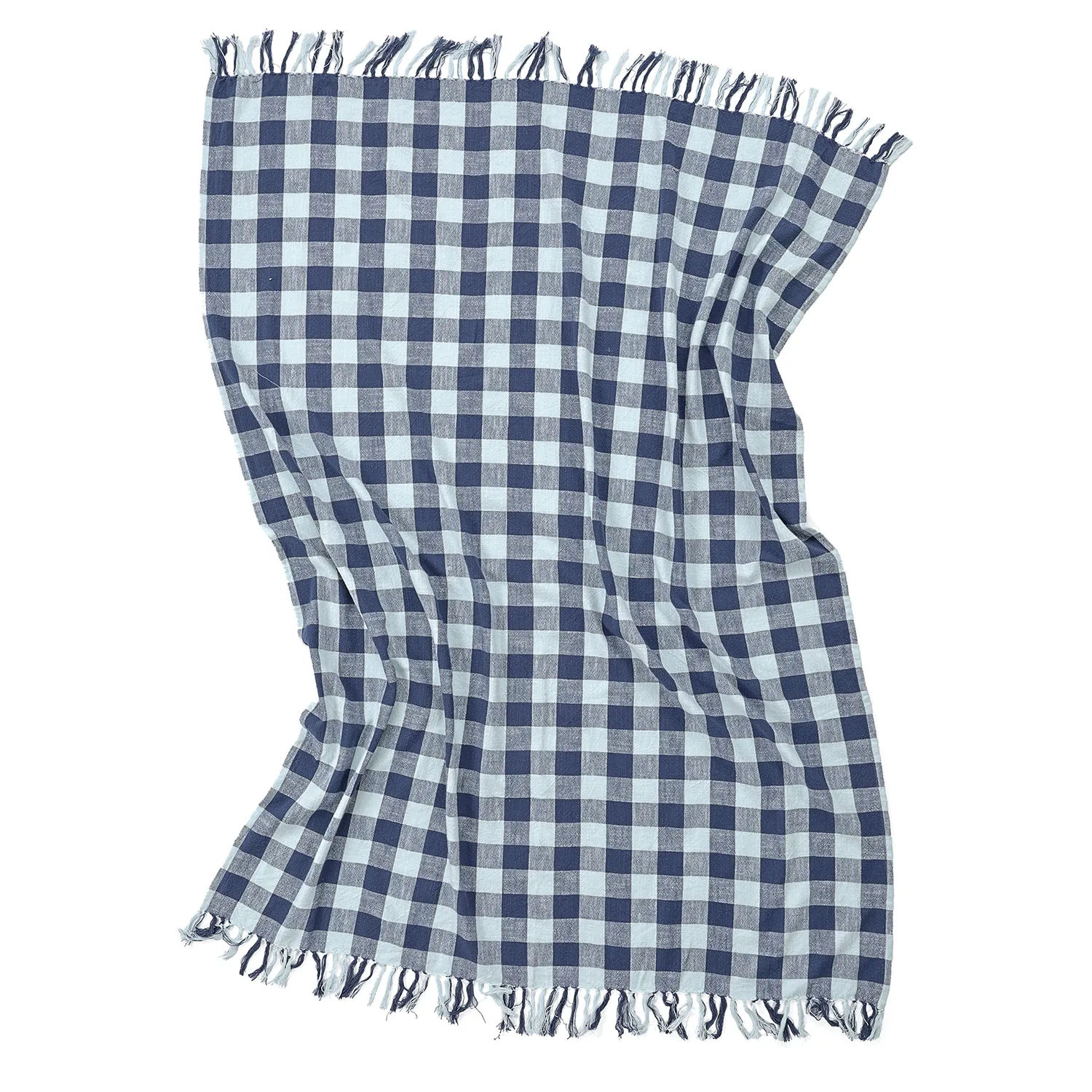 Viltit - Isela check cotton throw (tummansininen/vaaleansininen)