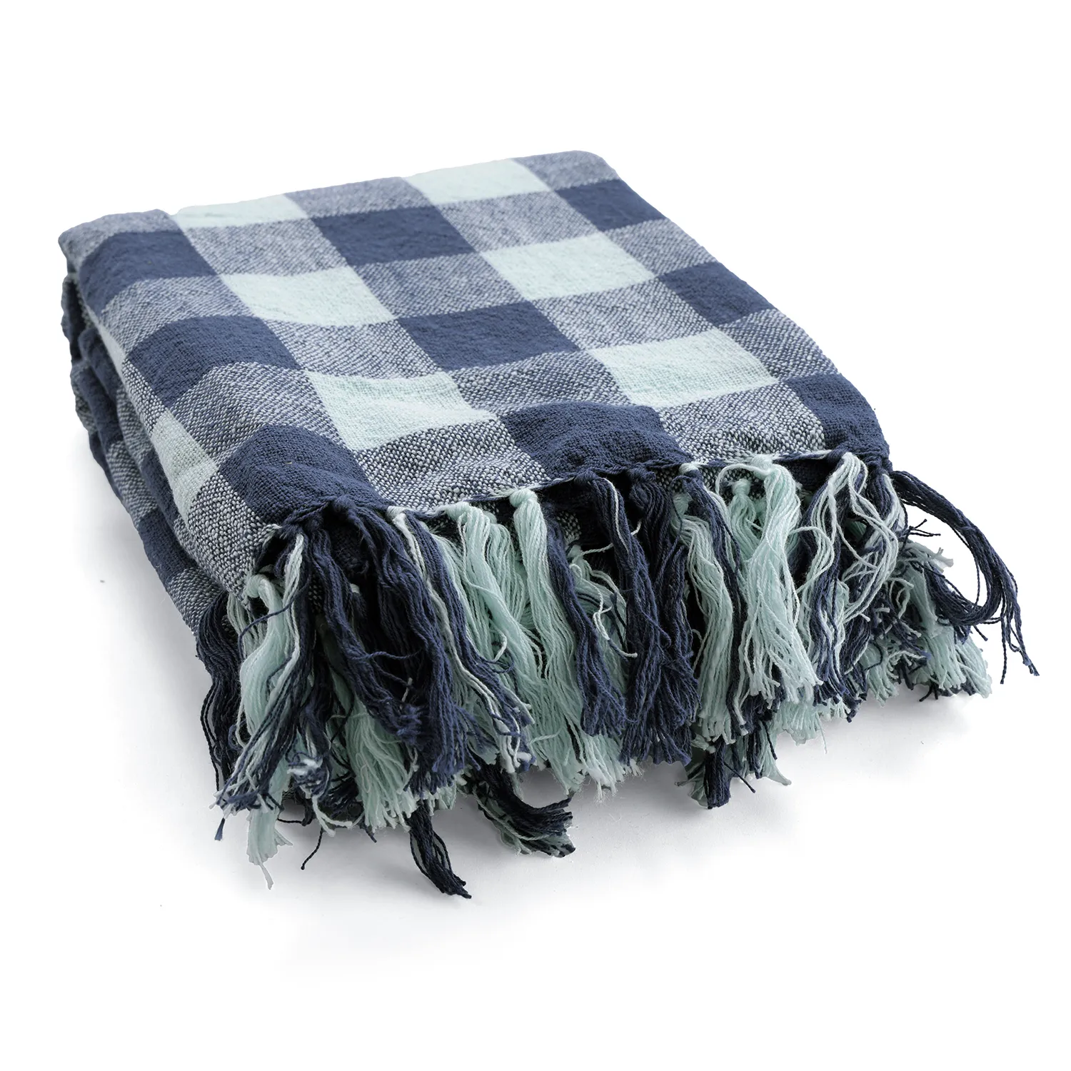 Viltit - Isela check cotton throw (tummansininen/vaaleansininen)