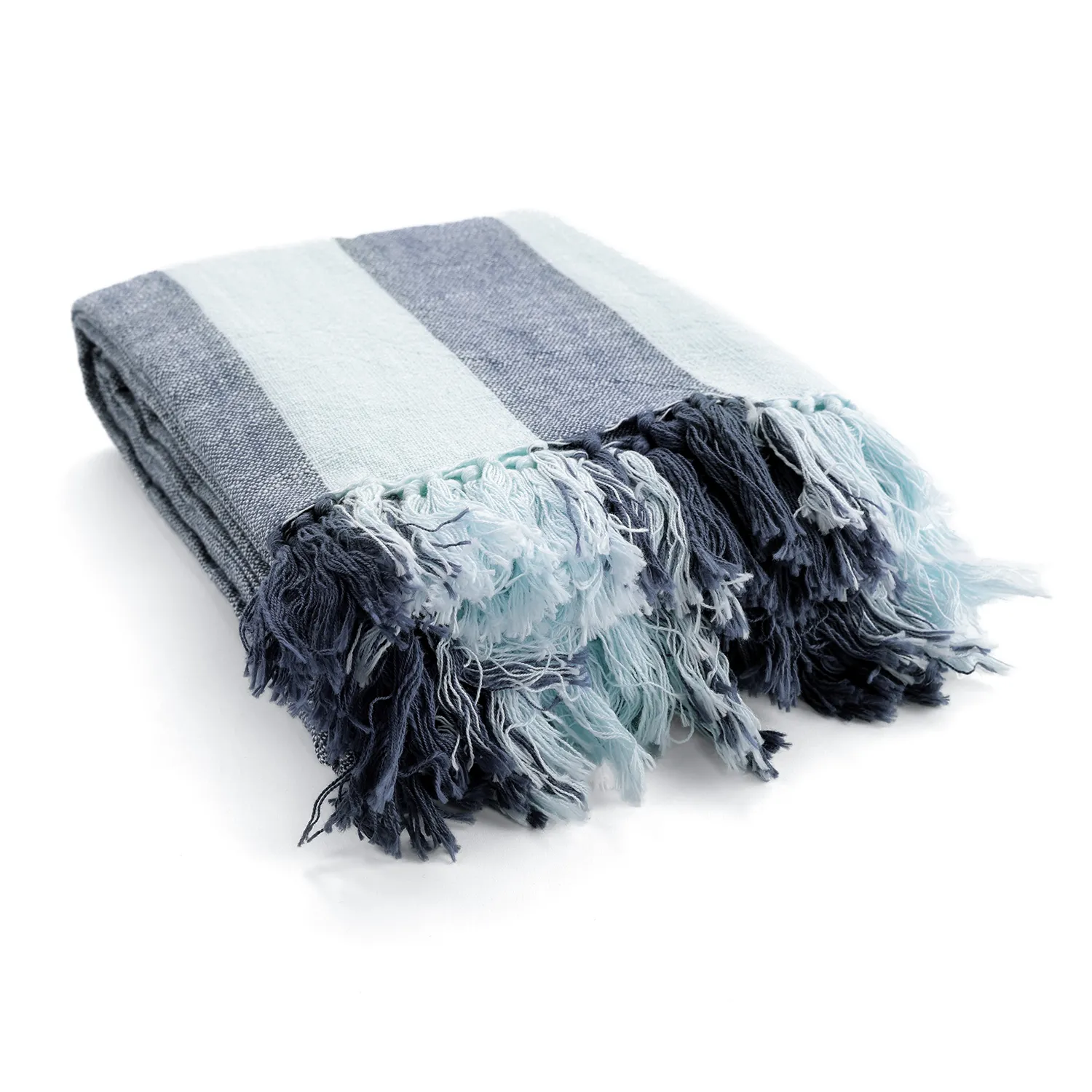 Viltit - Kora stripe cotton throw (tummansininen/vaaleansininen)