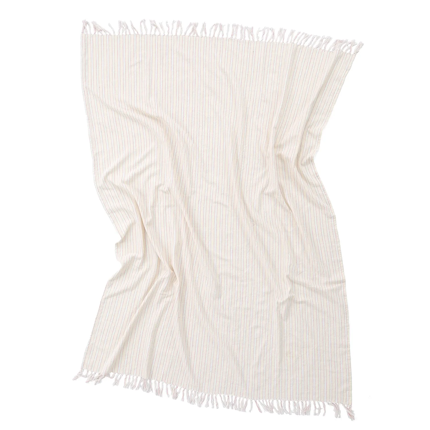 Viltit - Rumi stripe cotton throw (kermanvärinen/pinkki/vaaleansininen)