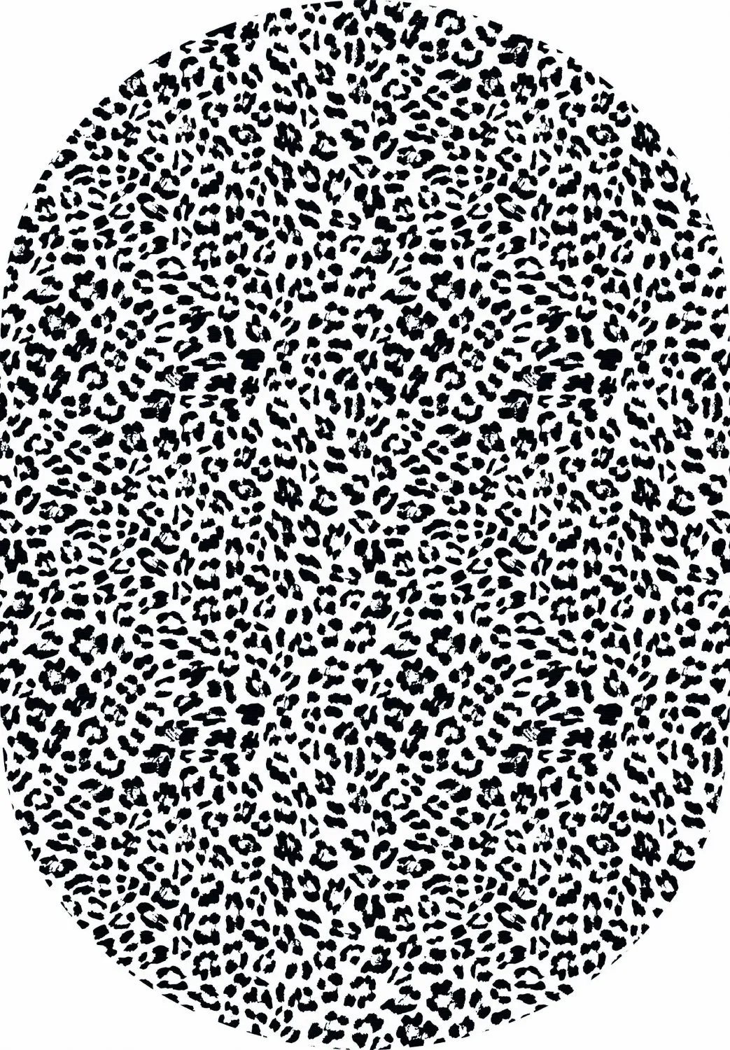 Soikea matto - Leopard (musta/valkoinen)