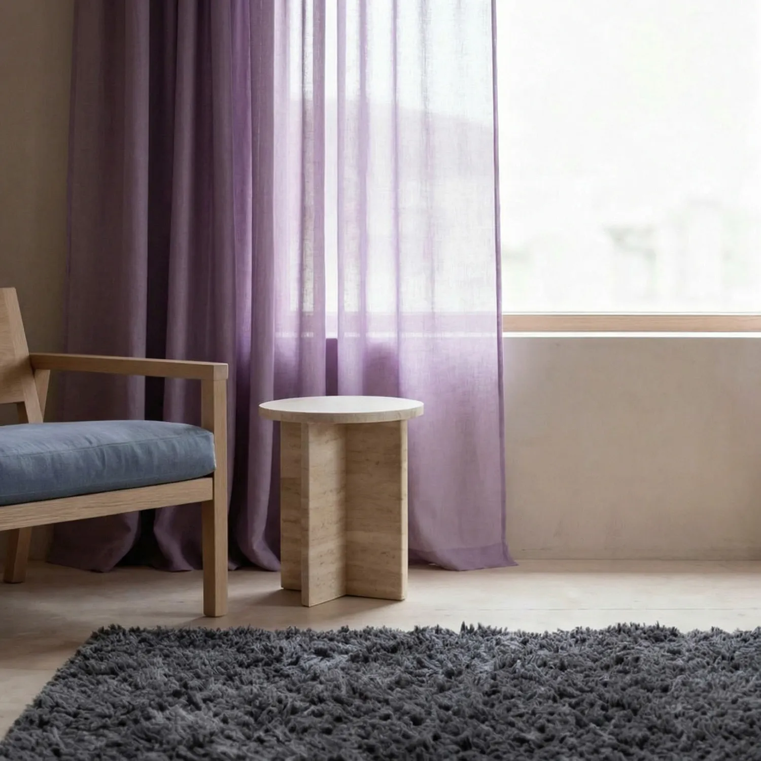Verhot 2-pakkaus - Pellavasekoiteverho Lumira (violetti)