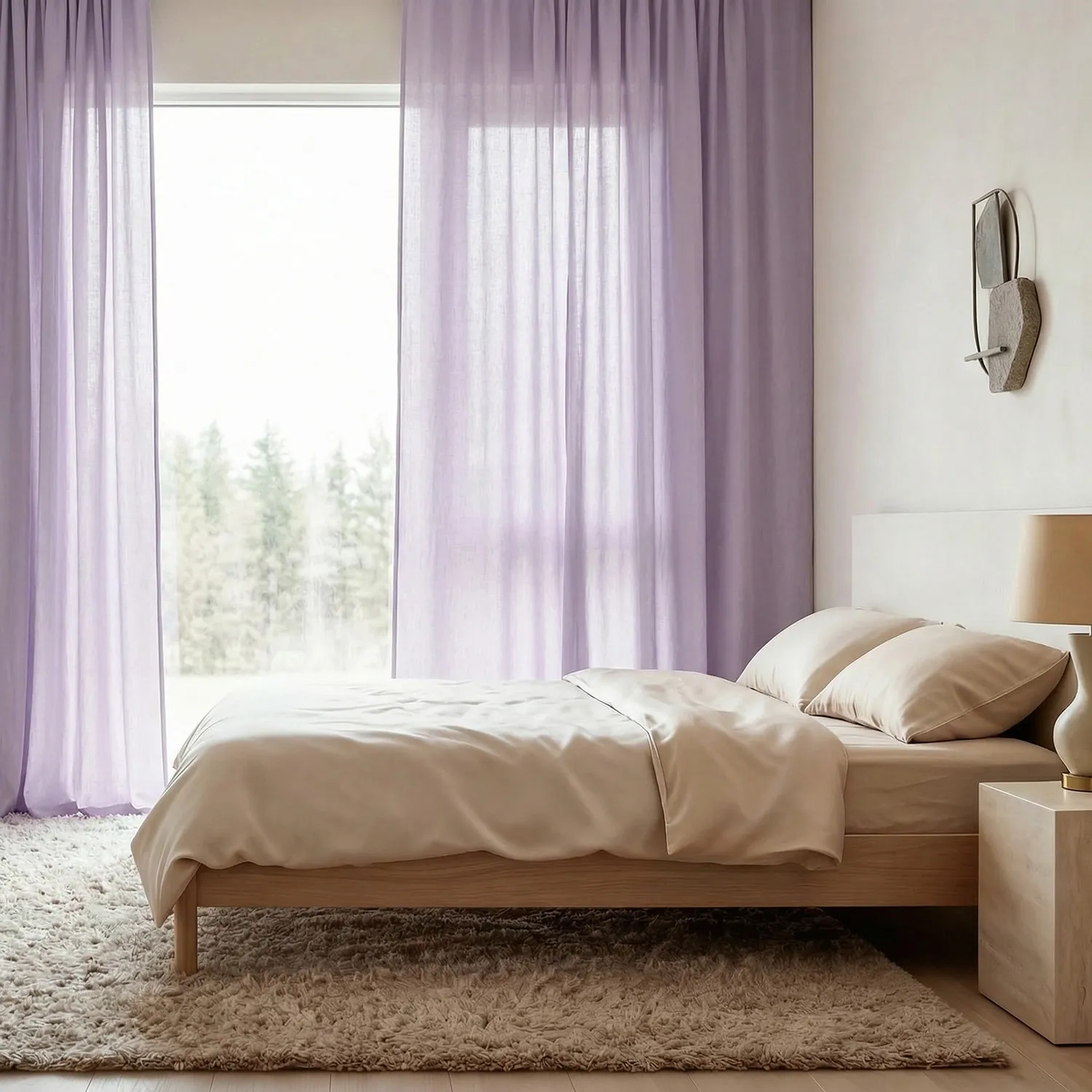 Verhot 2-pakkaus - Pellavasekoiteverho Lumira (violetti)