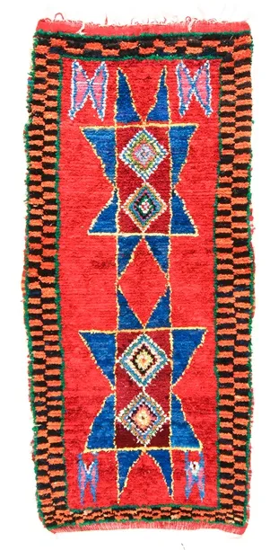 Marokkolainen Kilim matto Boucherouite 315 x 120 cm