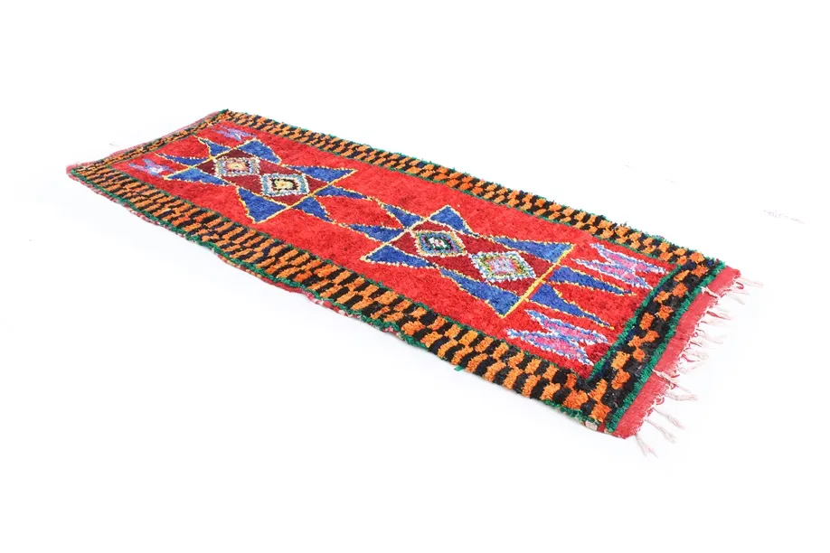 Marokkolainen Kilim matto Boucherouite 315 x 120 cm