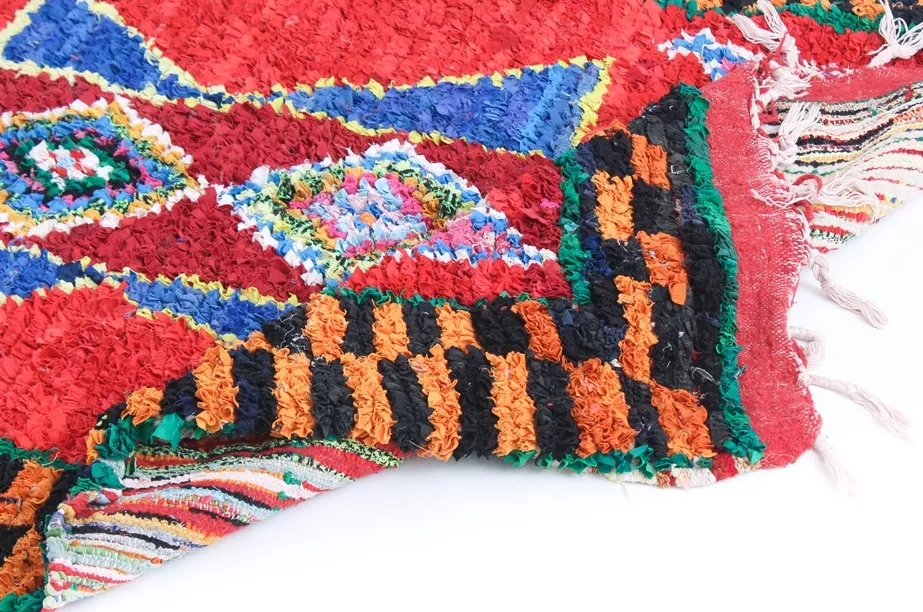 Marokkolainen Kilim matto Boucherouite 315 x 120 cm