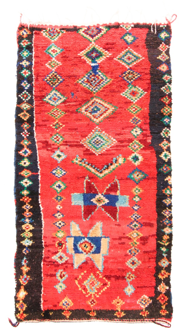 Marokkolainen Kilim matto Boucherouite 315 x 155 cm