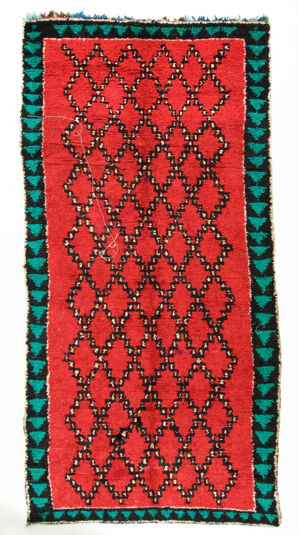 Marokkolainen Kilim matto Boucherouite 370 x 170 cm