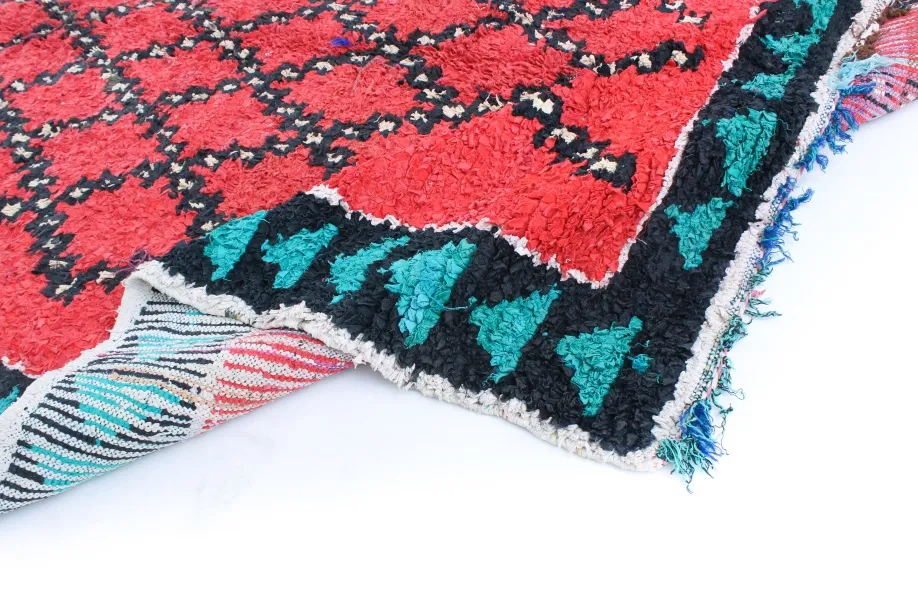 Marokkolainen Kilim matto Boucherouite 370 x 170 cm