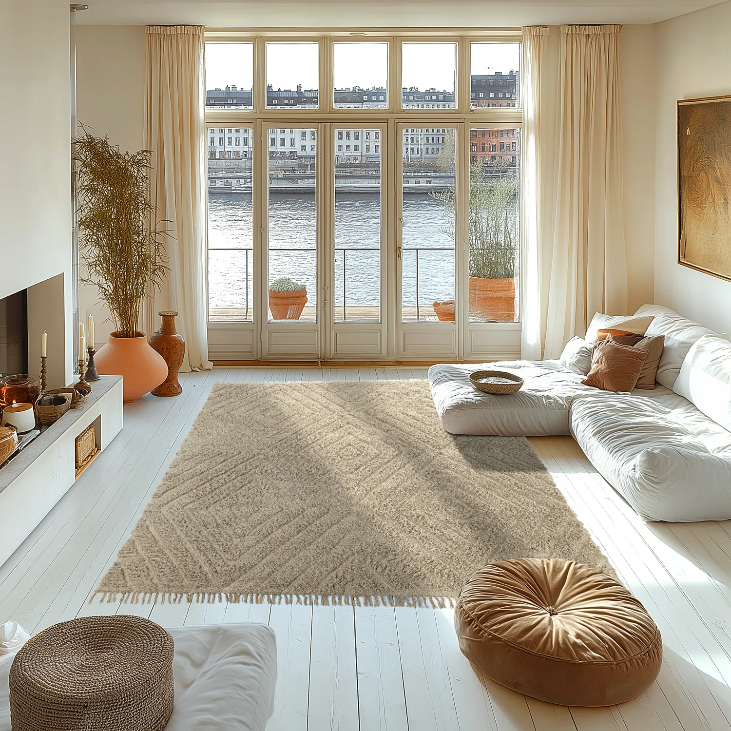 Ryijymatot - Amberley Natural Cotton Shaggy (beige)