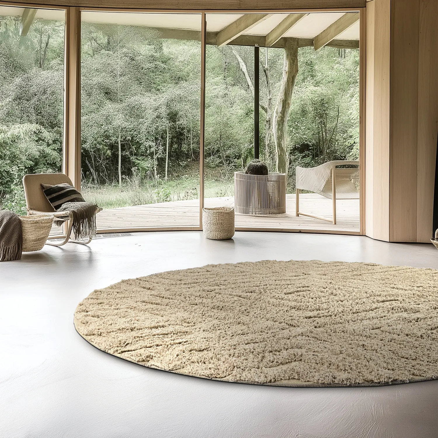 Pyöreä matot - Amberley Natural Cotton Shaggy (beige)