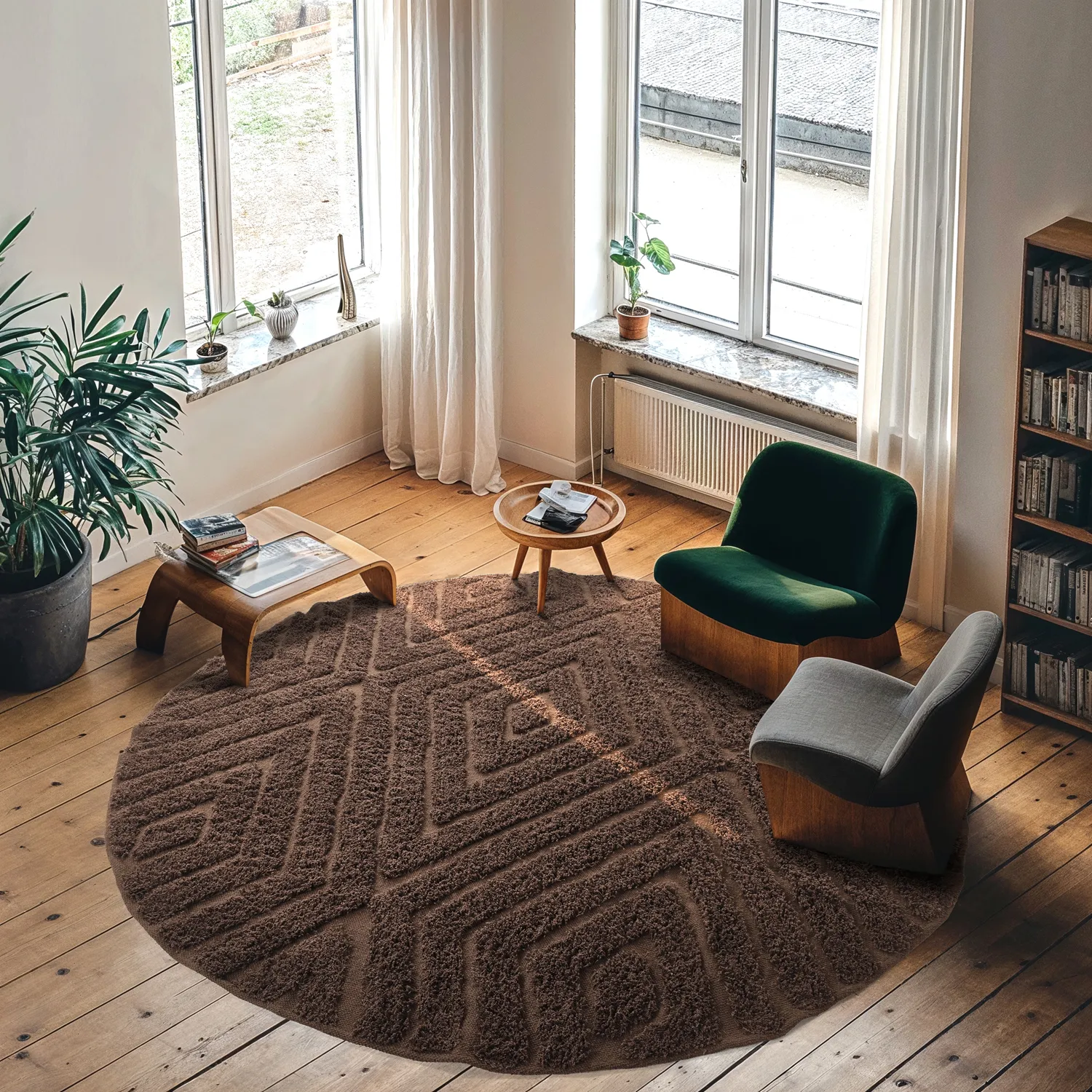 Pyöreä matot - Amberley Natural Cotton Shaggy (ruskea)