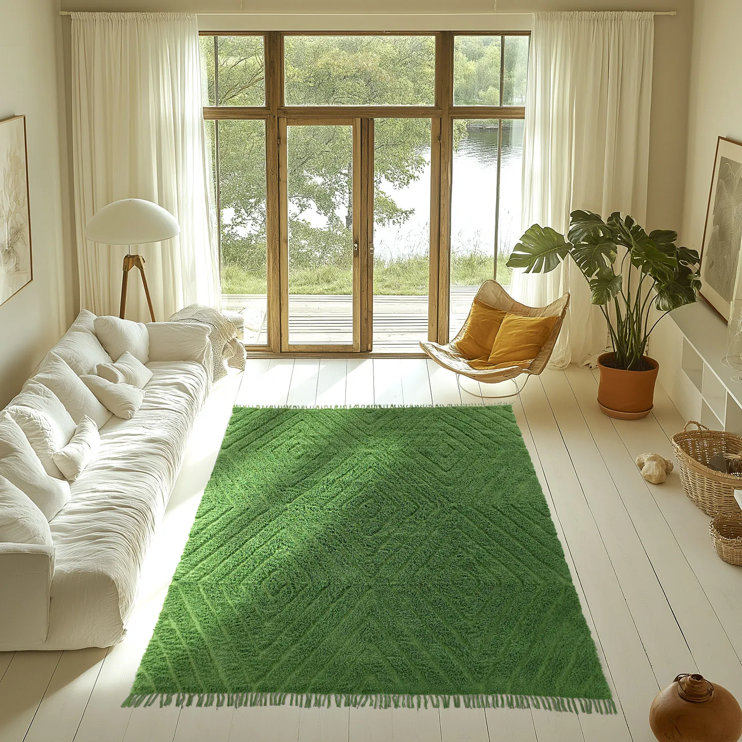 Ryijymatot - Amberley Natural Cotton Shaggy (vihreä)
