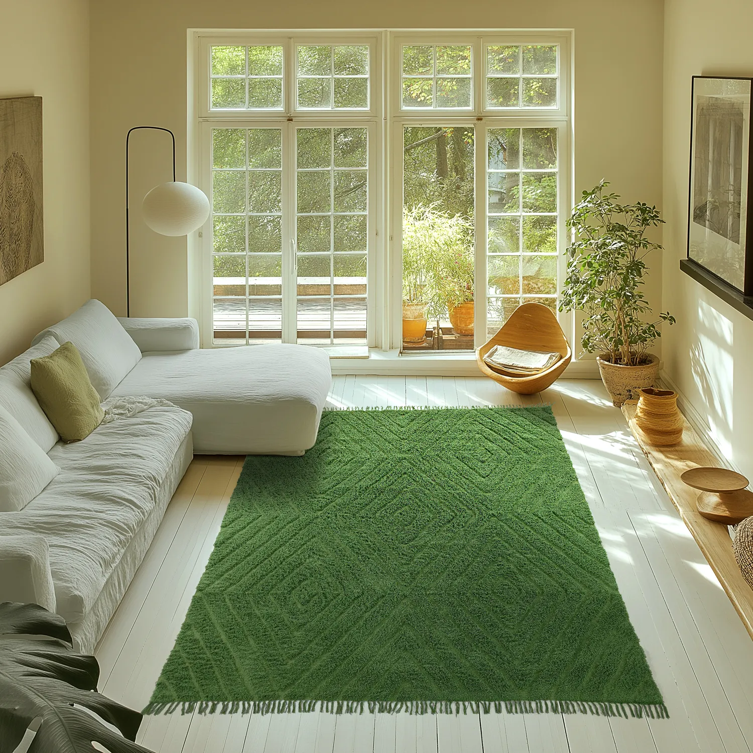 Ryijymatot - Amberley Natural Cotton Shaggy (vihreä)