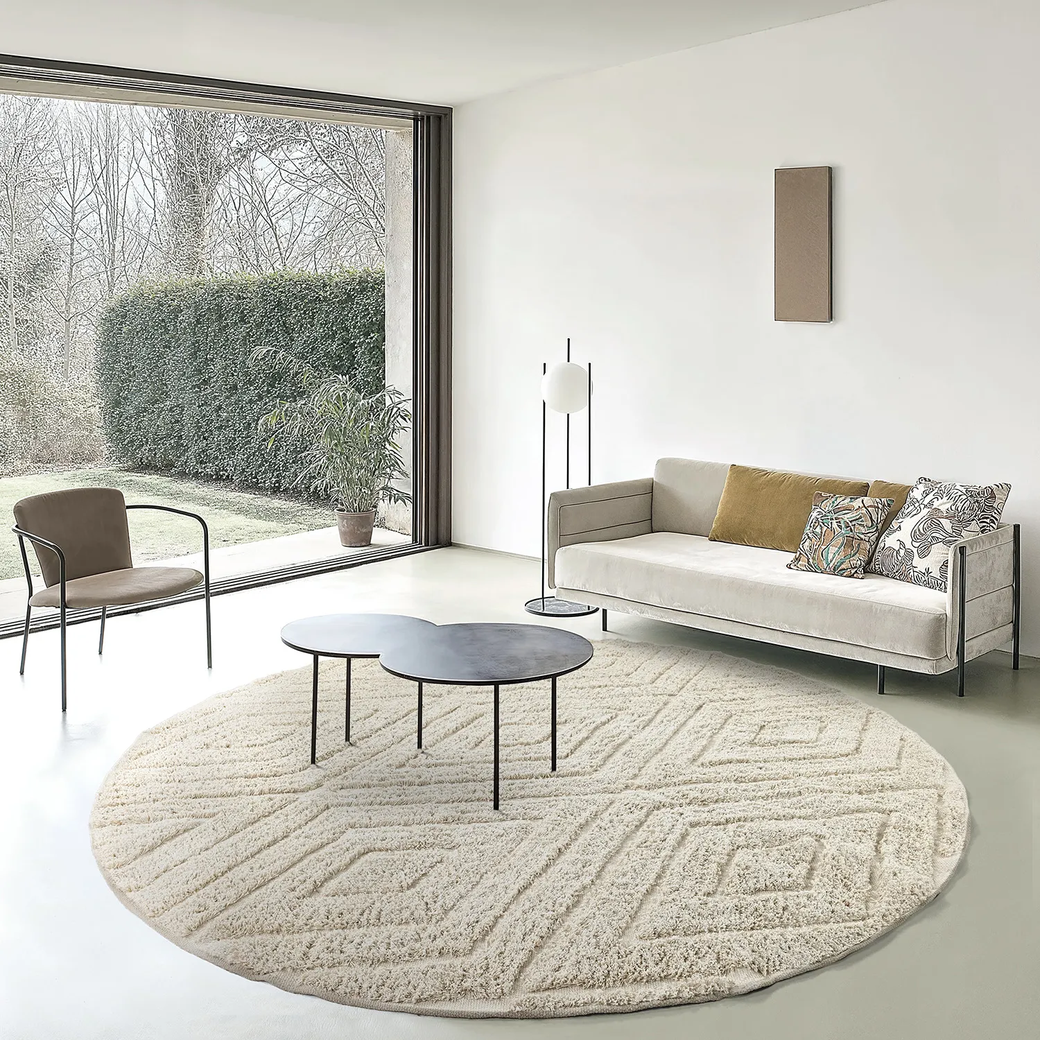 Pyöreä matot - Amberley Natural Cotton Shaggy (luonnonvalkoinen)