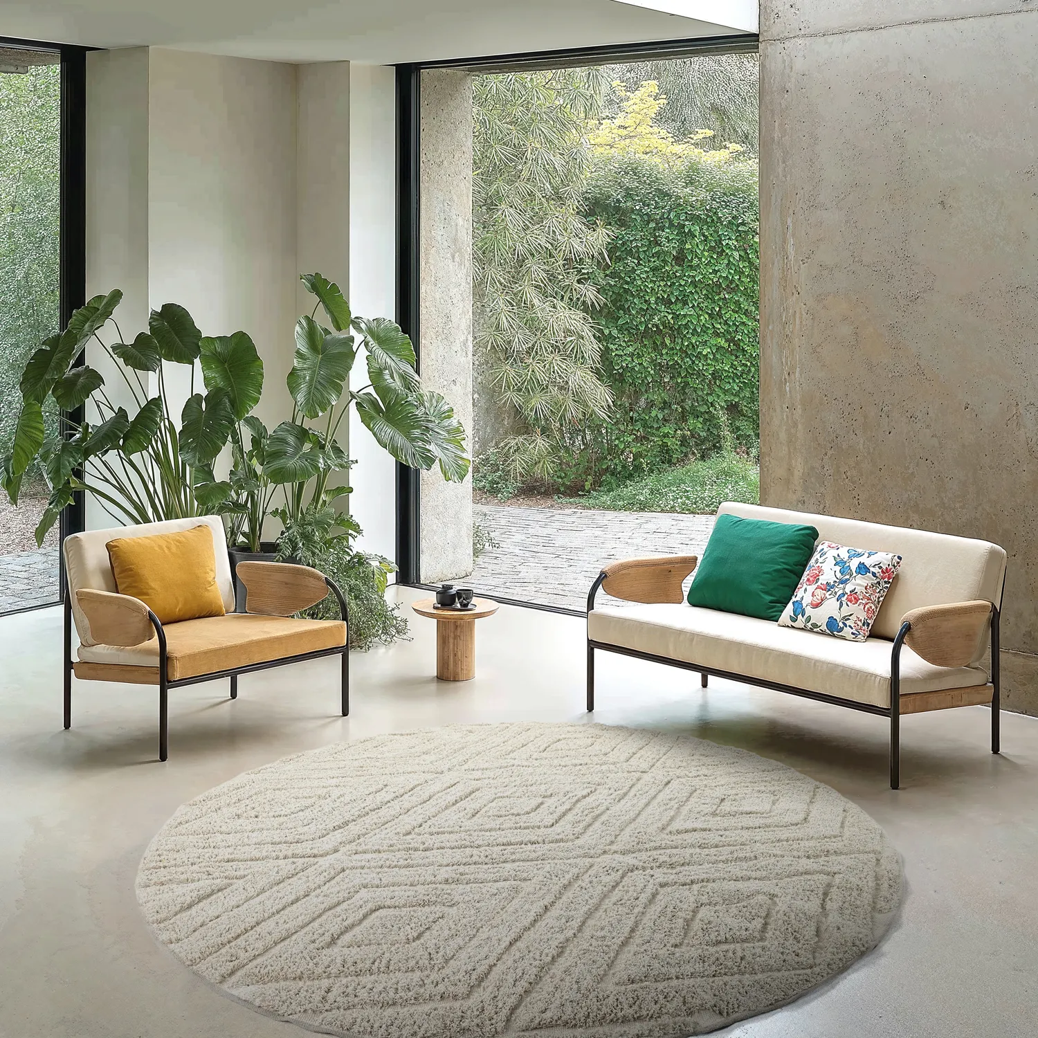 Pyöreä matot - Amberley Natural Cotton Shaggy (luonnonvalkoinen)