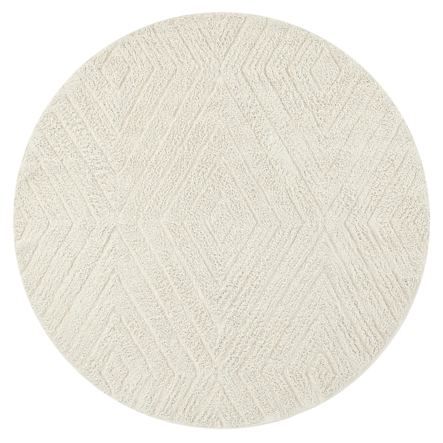 Pyöreä matot - Amberley Natural Cotton Shaggy (luonnonvalkoinen)