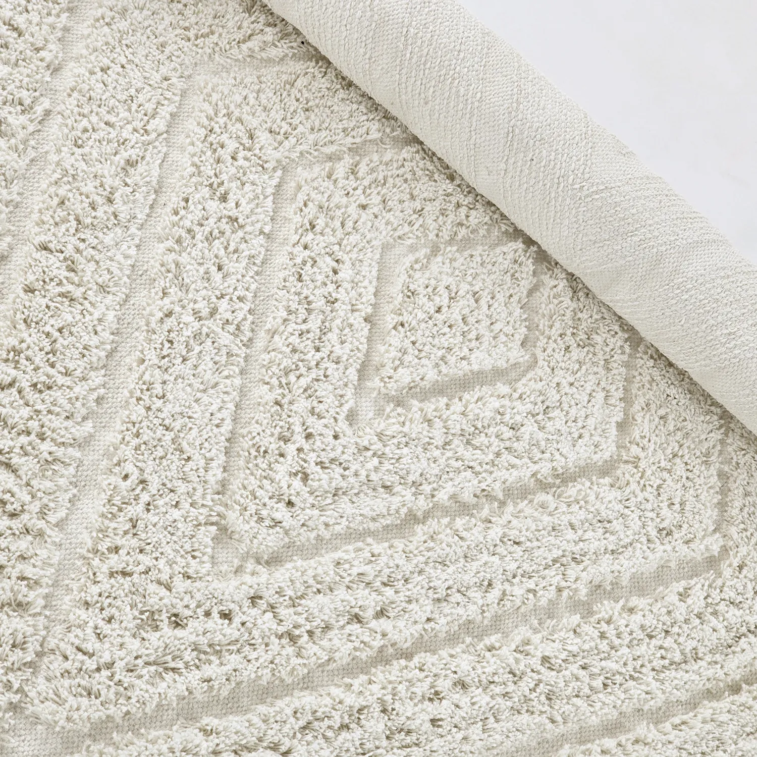 Pyöreä matot - Amberley Natural Cotton Shaggy (luonnonvalkoinen)