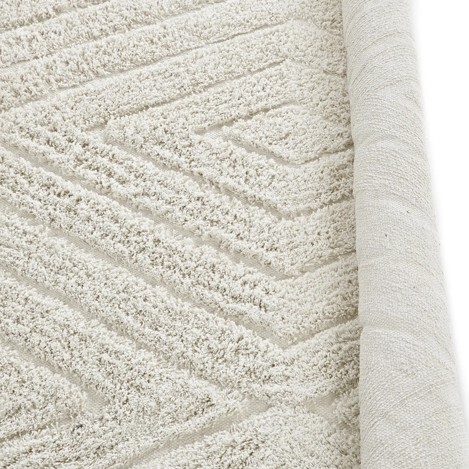 Pyöreä matot - Amberley Natural Cotton Shaggy (luonnonvalkoinen)