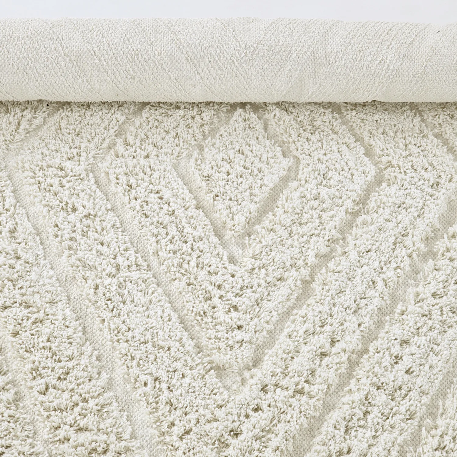 Pyöreä matot - Amberley Natural Cotton Shaggy (luonnonvalkoinen)