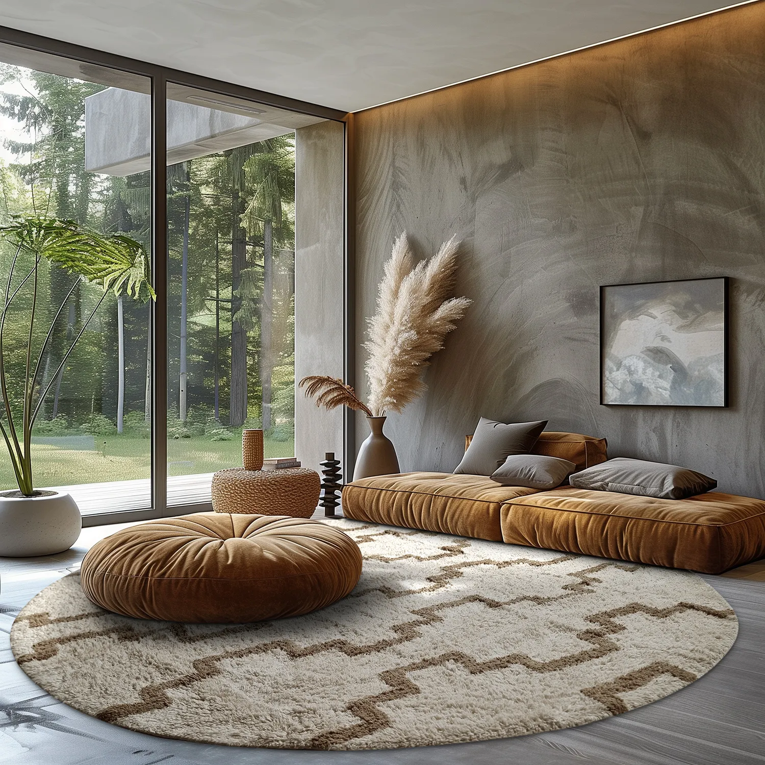 Pyöreä matot - Arlon Natural Cotton Shaggy (beige)