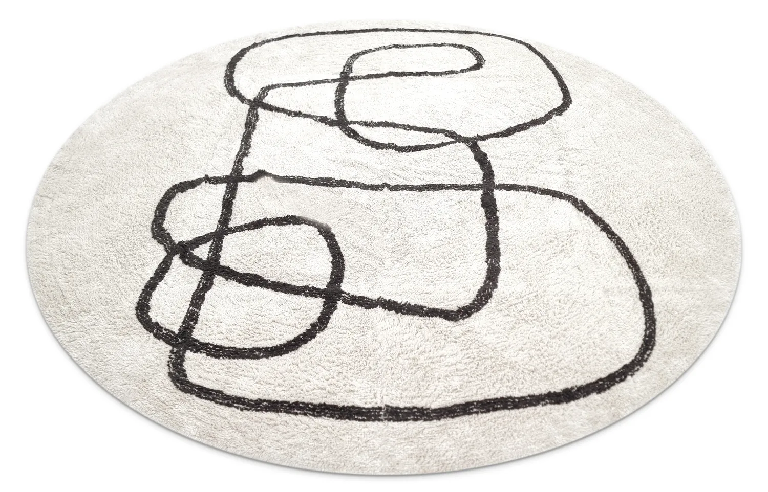 Pyöreä matot - Bavello Natural Cotton Shaggy (offwhite/musta)