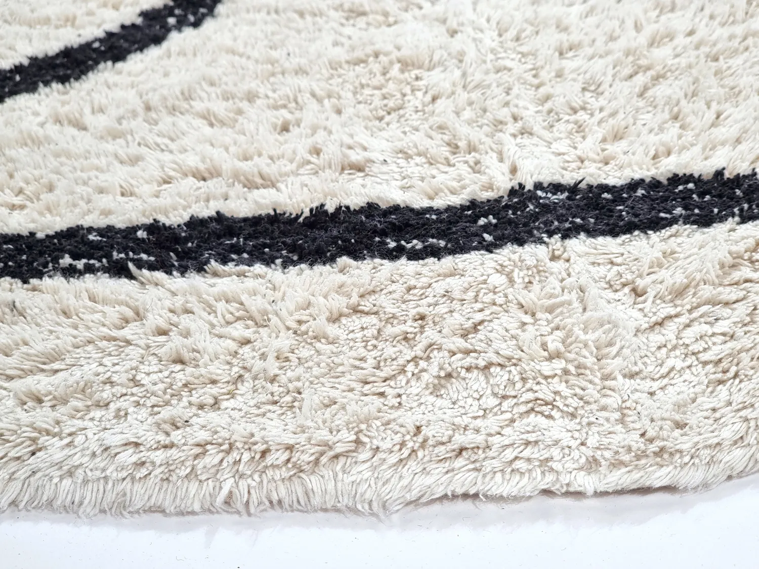 Pyöreä matot - Bavello Natural Cotton Shaggy (offwhite/musta)
