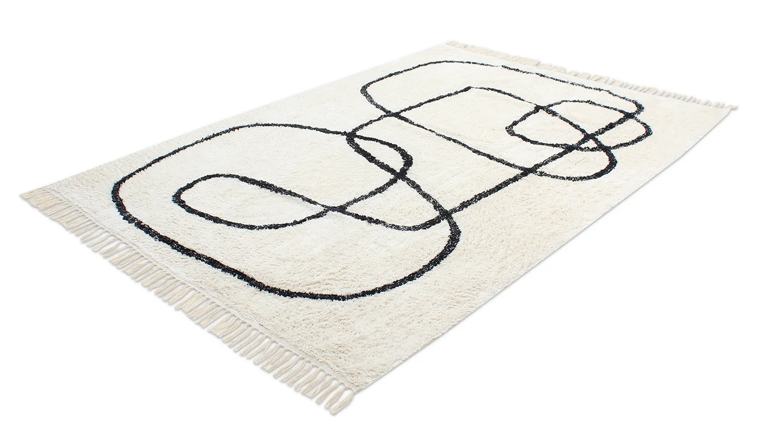 Ryijymatot - Bavello Natural Cotton Shaggy (offwhite/musta)