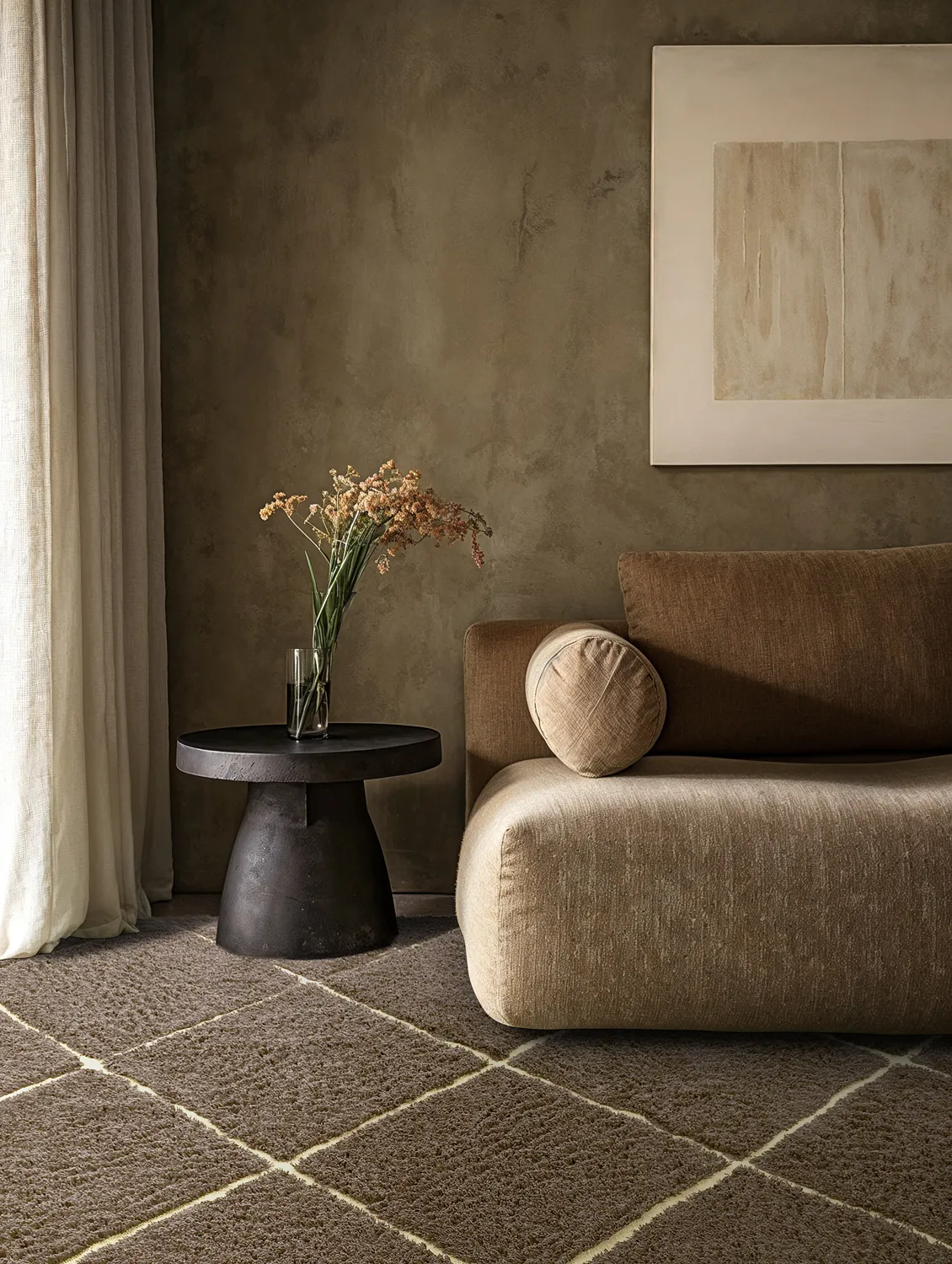 Ryijymatot - Bellevue Natural Cotton Shaggy (ruskea/keltainen)