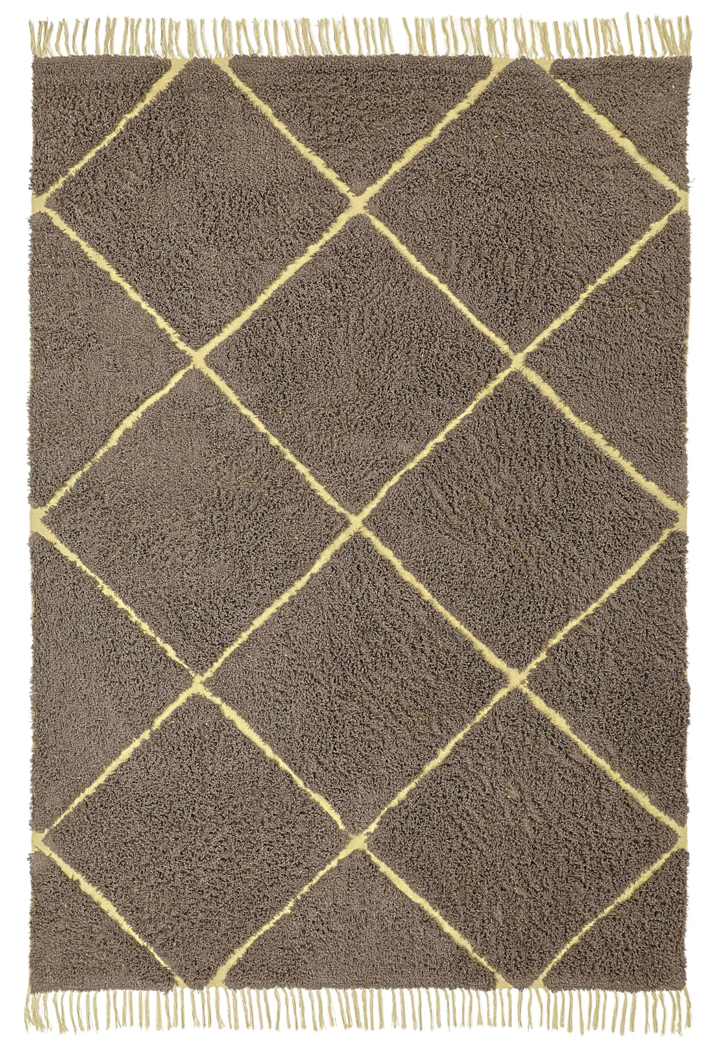 Ryijymatot - Bellevue Natural Cotton Shaggy (ruskea/keltainen)