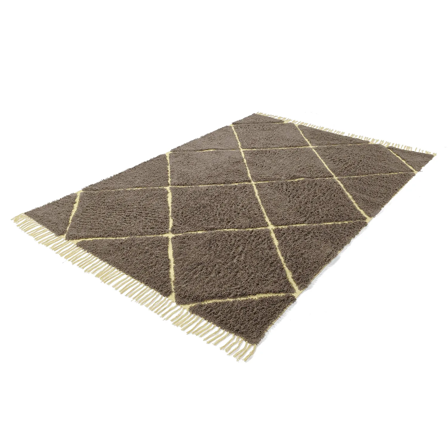Ryijymatot - Bellevue Natural Cotton Shaggy (ruskea/keltainen)