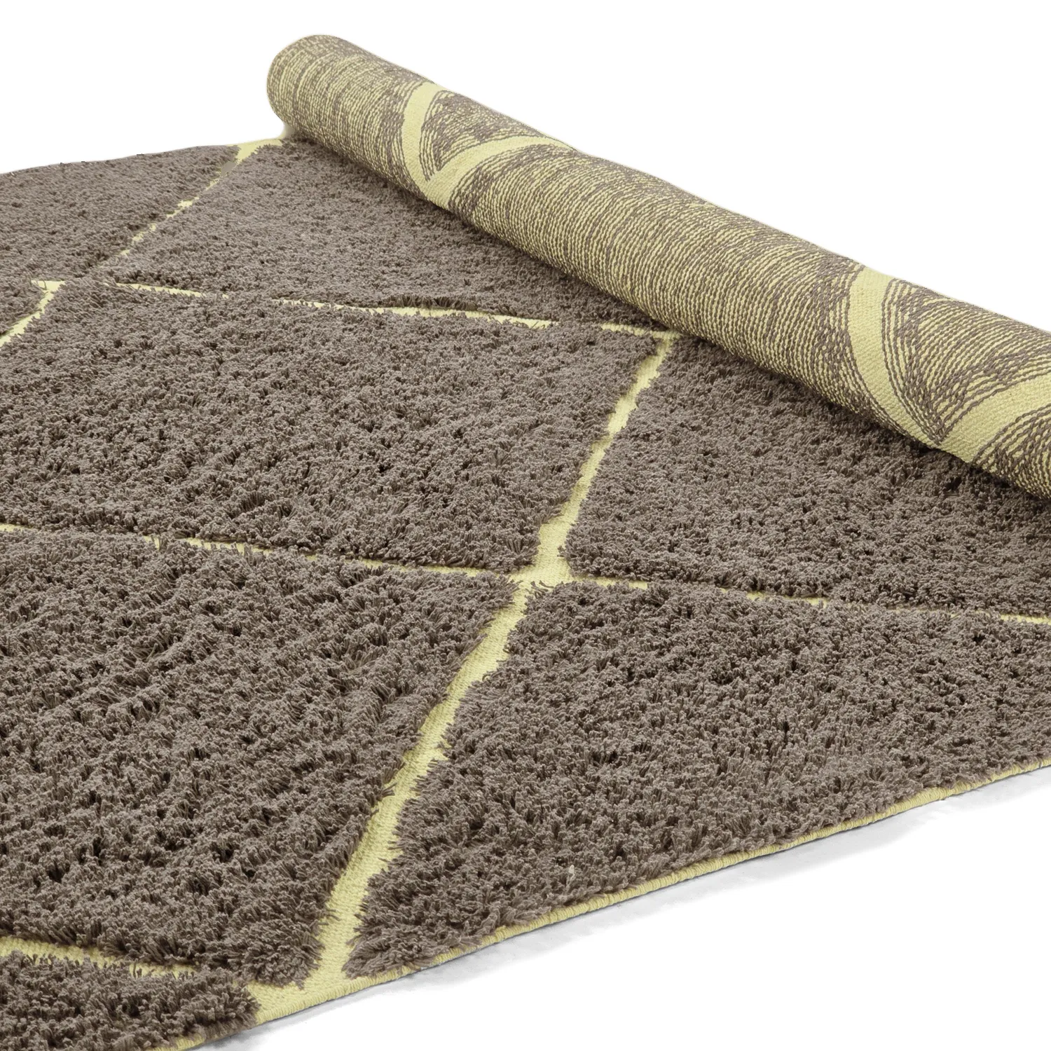 Ryijymatot - Bellevue Natural Cotton Shaggy (ruskea/keltainen)