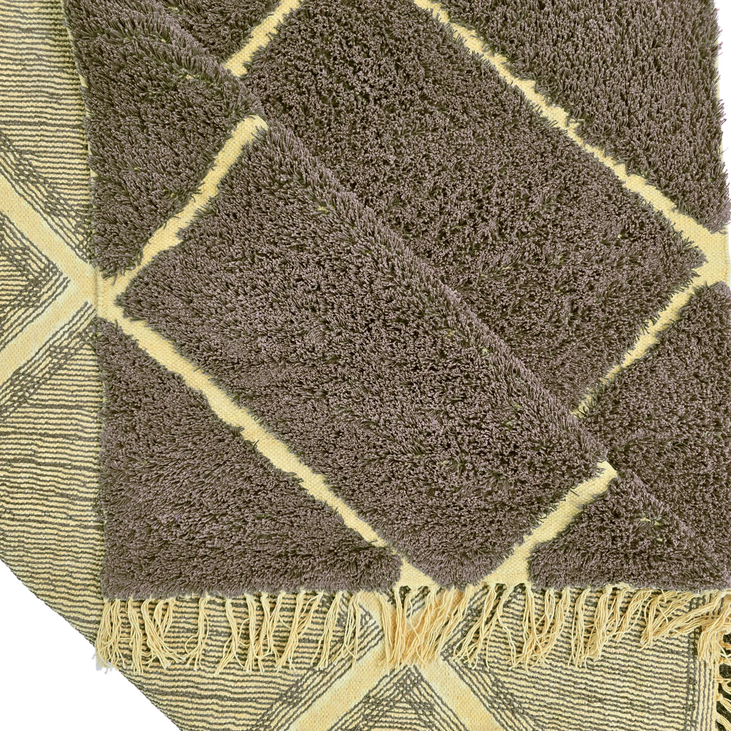 Ryijymatot - Bellevue Natural Cotton Shaggy (ruskea/keltainen)